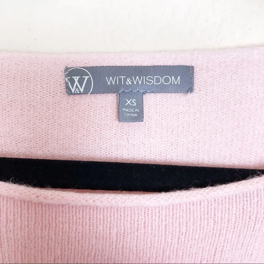 New Wit & Wisdom Cable Knit Star Sweater in Whisper Pink